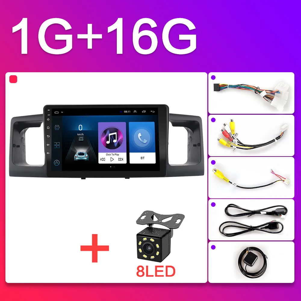 WIFI-1G-16G-8LED Автомобильный мультимедийный плеер для 2013- Toyota Corolla 2 din android 8,1 Автомагнитола стерео Bluetooth wifi Аудио Mirrorlink 4G SIM - Цвет: WIFI-1G-16G-8LED