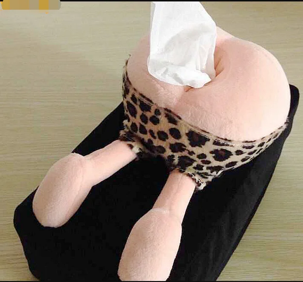 Funny Cute Cartoon Plush Ass Shape Tissue Box Home Bathroom Toilet Paper Napkin Holder Case Car Storage Tissue Boxes - Цвет: Коричневый