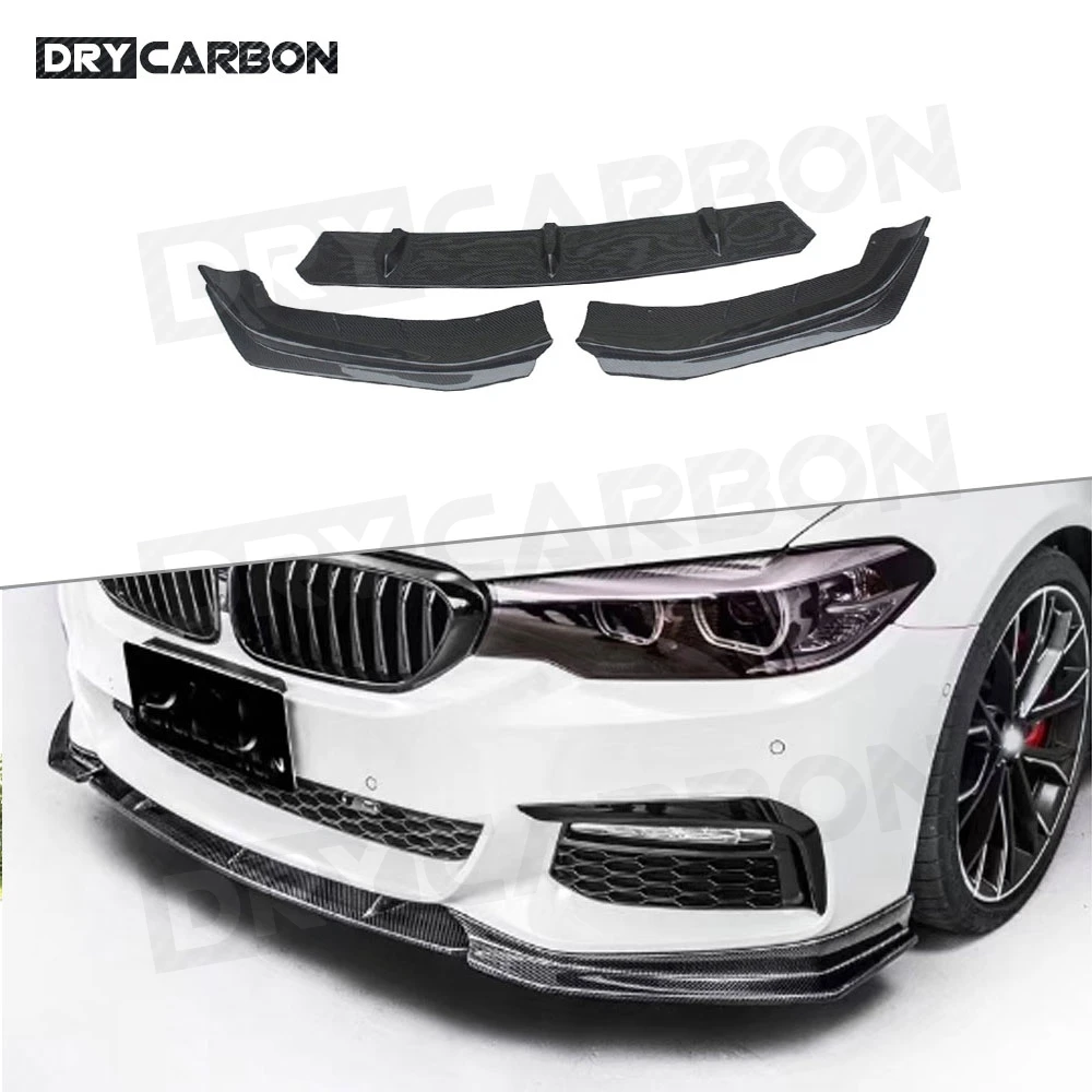 3PCS/Set Carbon Fiber Front Bumper Lip Splitters Spoiler for BMW 5 Series G30 G31 G38 Sport 2017 2018 2019 Bumper Guard