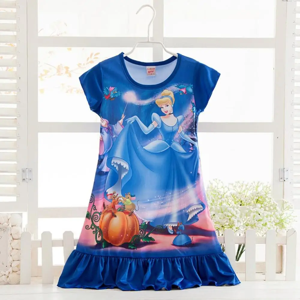 Летние платья для маленьких девочек повседневная одежда ночная рубашка для девочек с изображением Эльзы и Анны - Цвет: picture