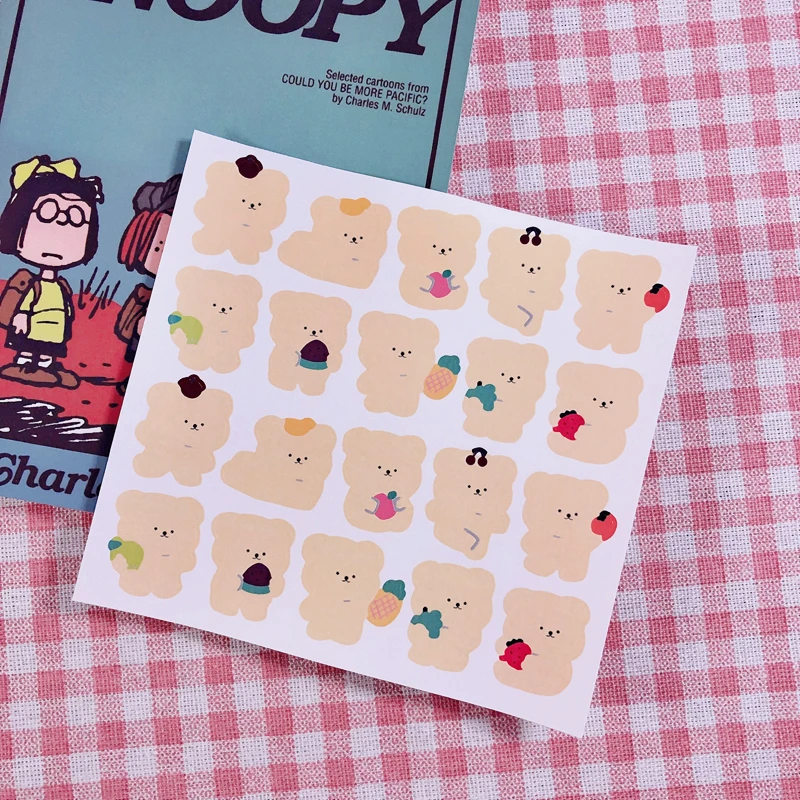 20pcs pack cartoon cute korea ins soft bear sticker diy scrapbooking album diary label decoration stickers stickers aliexpress