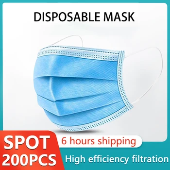 

5-200PCS Mask Disposable Nonwove 3 Layer Ply Filter Mask mouth Face mask filter safe Breathable dustproof masks