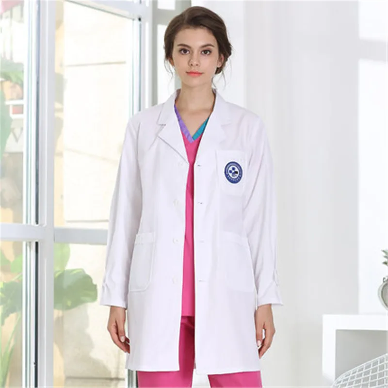 White coat long sleeve physician uniform women and men laboratory clothing doctors tattoo beauty salon pharmacy work clothes
