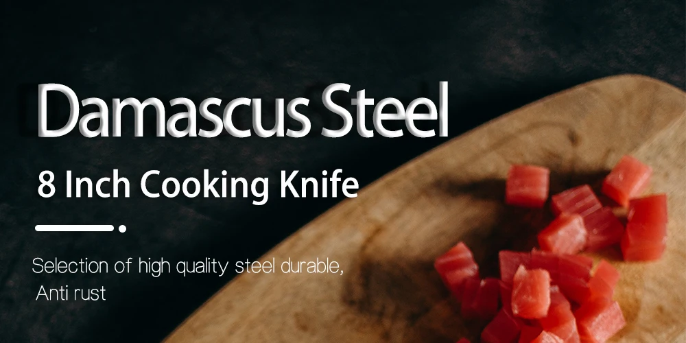 大马士革八角稳定木柄方头8寸流沙纹料理刀详情页_01