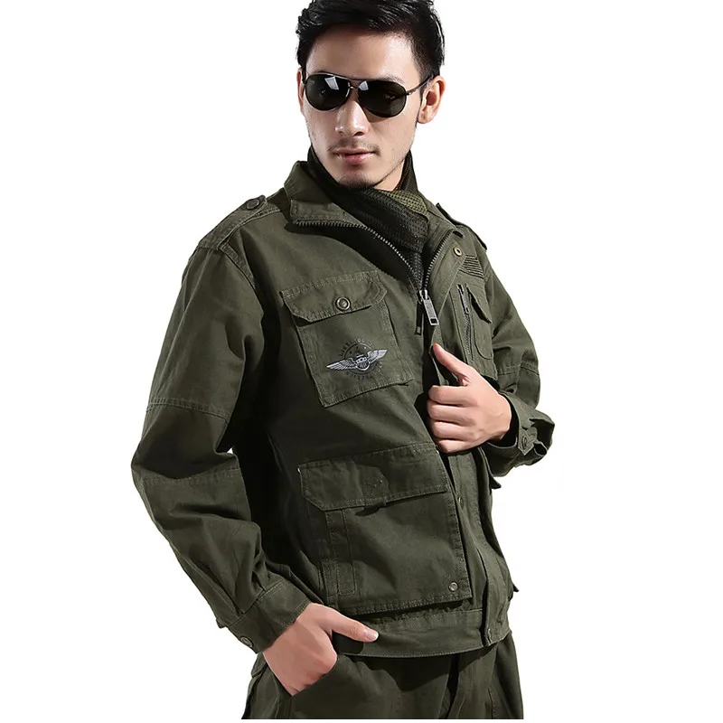 Высокое качество армейская Военная Униформа боевой Ma1 армейская зеленая Военная летная куртка+ брюки-карго пилот ВВС для мужчин CS Одежда для мужчин