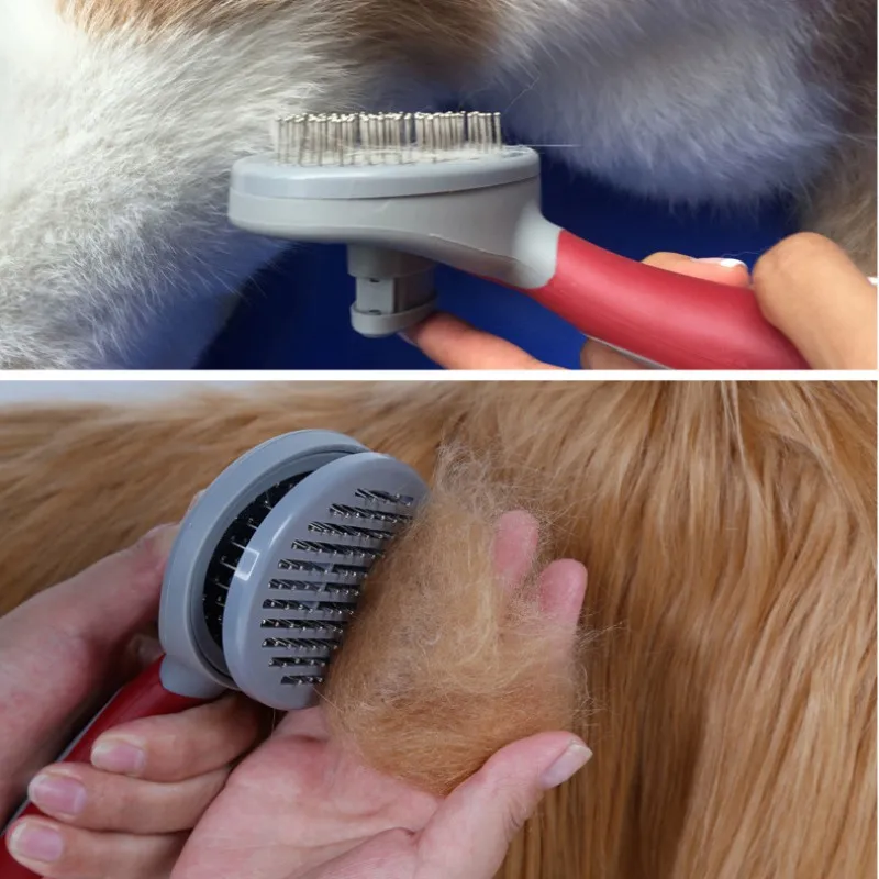 Самоочищающаяся стальная расческа для собак, расческа для удаления волос для домашних животных, щетка для ухода за домашними кошками, Новинка