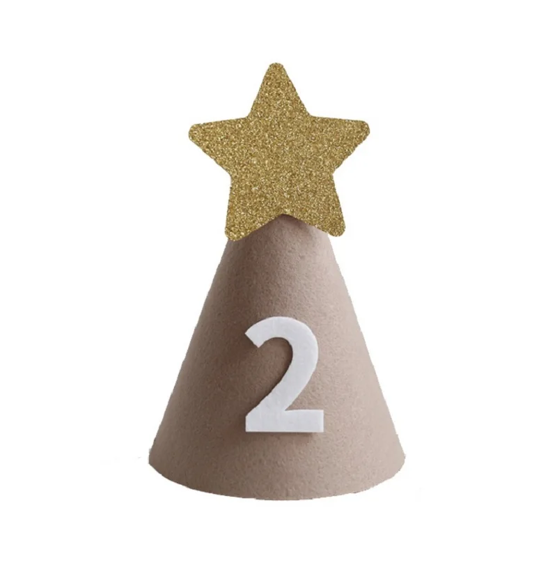 Baby Shower Khaki Happy Birthday Hat Korean Style Party Hat 3 years Aduluts Birthday Caps Kids Headwear 1st 2nd party hat