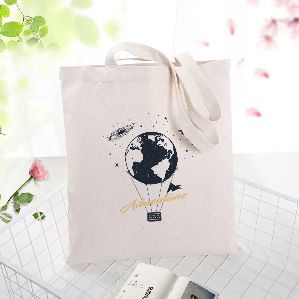 ILLUSTRATIONE021 Холст сумка для покупок текст DIY ежедневное использование черная иллюстрация пользовательский принт Логотип эко многоразовая утилизация - Цвет: ILLUSTRATIONE021