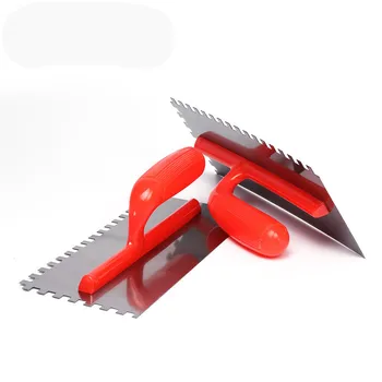 

Toothed Plaster Trowel Plastic Handle Steel Scraper Putty Knife for Tile Flooring Grout Plastering Finishing Construction Tools