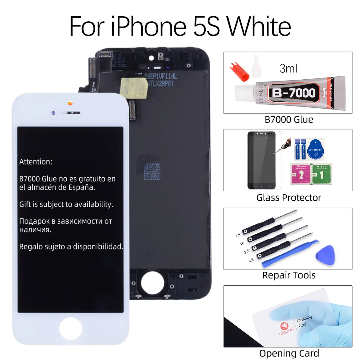 AAA OEM Дисплей для iPhone 5S 5 5C в сборе с тачскрином на рамке черный белый - Цвет: White 5S