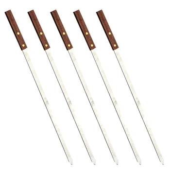

5Pcs BBQ Skewers Durable Flat BBQ Skewers Barbecue Sticks Meat Skewers Safe BBQ Forks