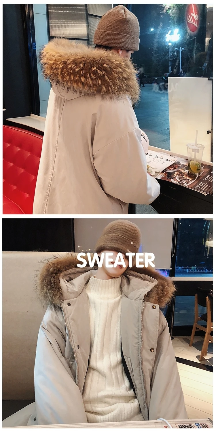 Winter New Men's Korean Version Of The Loose Couple In The Long Section Of The Tooling Diagonal StudentCasual Harajuku Coat