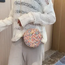 Круговой шерсть сумка Для женщин цепи ремень сумки через плечо дамская сумочка маленькая круглая сумочка Bolsa# YJ