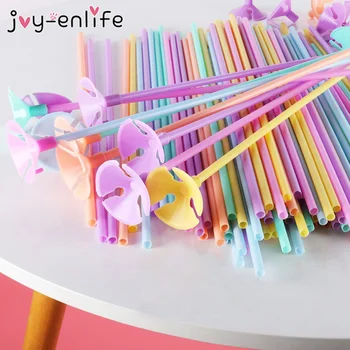 

20pcs Colorful Latex Balloon Sticks PVC Rods Balloons Holder Sticks With Cup Baby Shower Kids Birthday Party Wedding Decoration