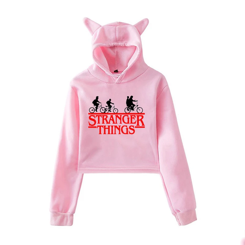 

EFIRFAN Women Sweatshirt Stranger Things Hoodie Bluzy Z Kapturem Damskie Sudadera Con Capucha Blusa Moletom Feminino Vs Pink