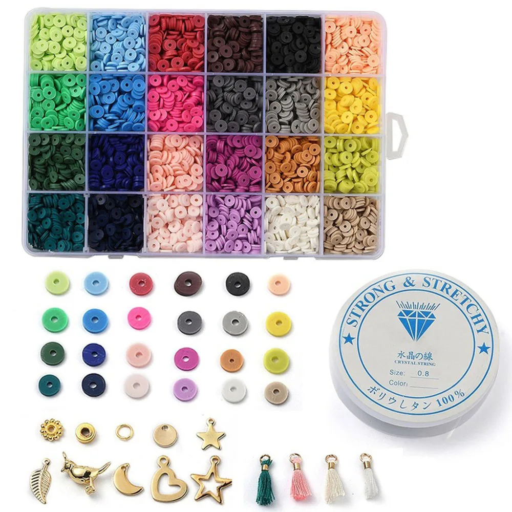24 Color/box Polymer Clay Beads 6mm For Diy Bracelet Earring Necklace