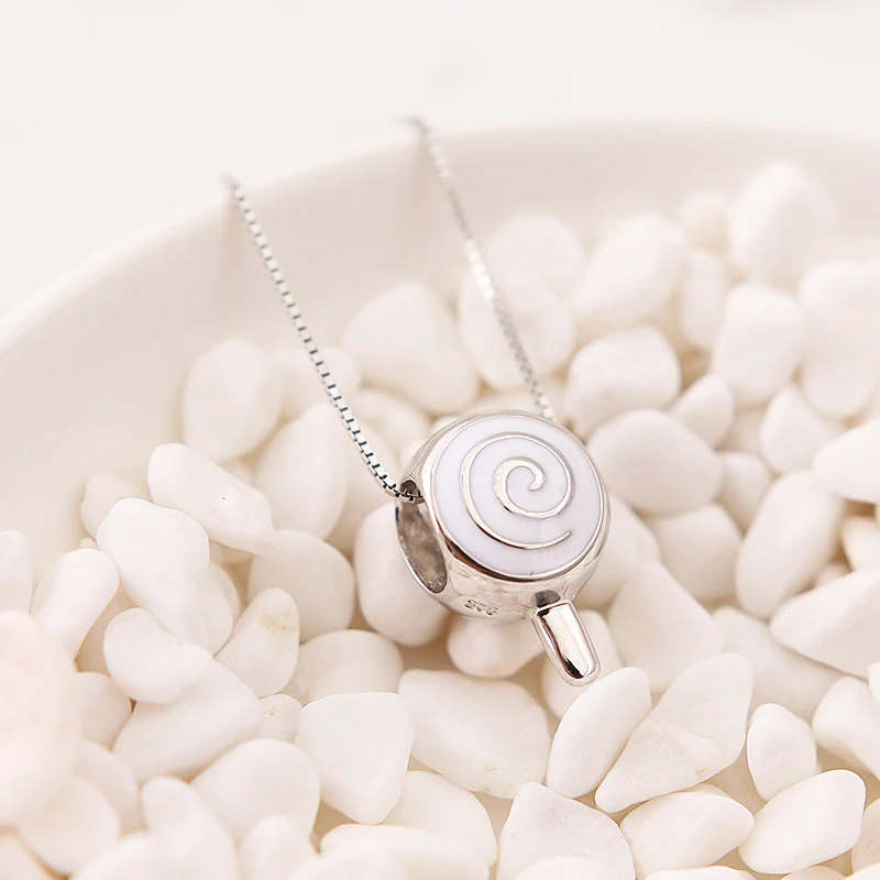 White Lollipop Новинка, бусины из стерлингового серебра 925, Очаровательная Милая подвеска «мороженое», эмалевые подвески, бусины, подходят для браслетов Pandora, сделай сам, Женские Ювелирные изделия - Цвет: White Lollipop