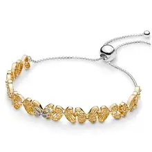 Аутентичный 925 пробы Серебряный браслет блестящие ажурные бабочки скользящий браслет подходит для женщин шарик Шарм ювелирные изделия