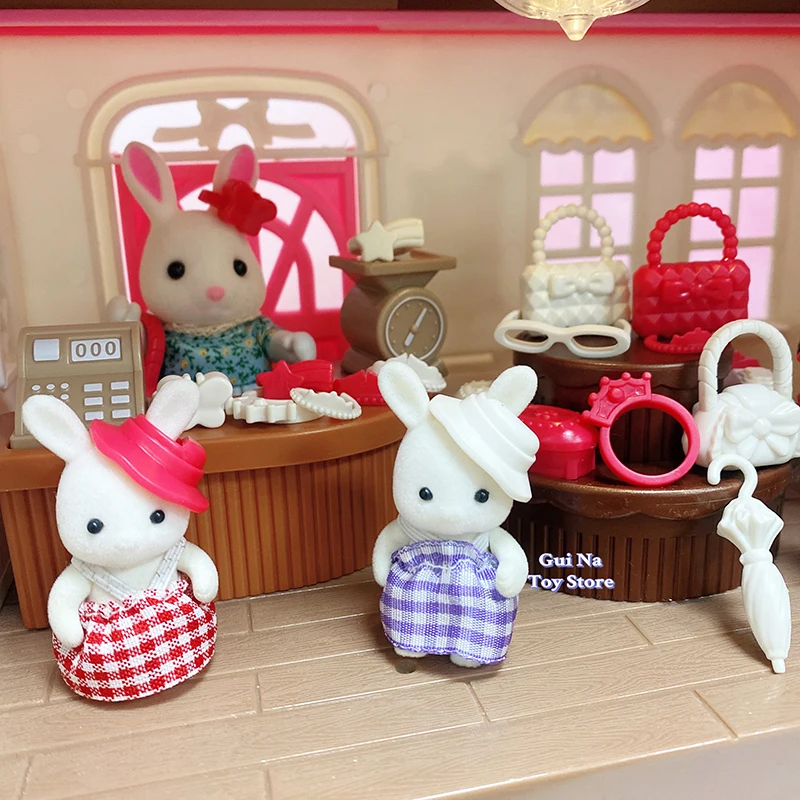 1/12 Simulation Forest Rabbit Family Dollhouse Critters Handbag Shop Furniture Accessories Toys for Girls Gifts 3