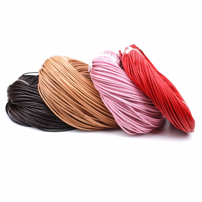 

10M/lot 2mm Natural Color Real Genuine Leather Cord Round Rope String for DIY Necklace Bracelet Jewelry Cord