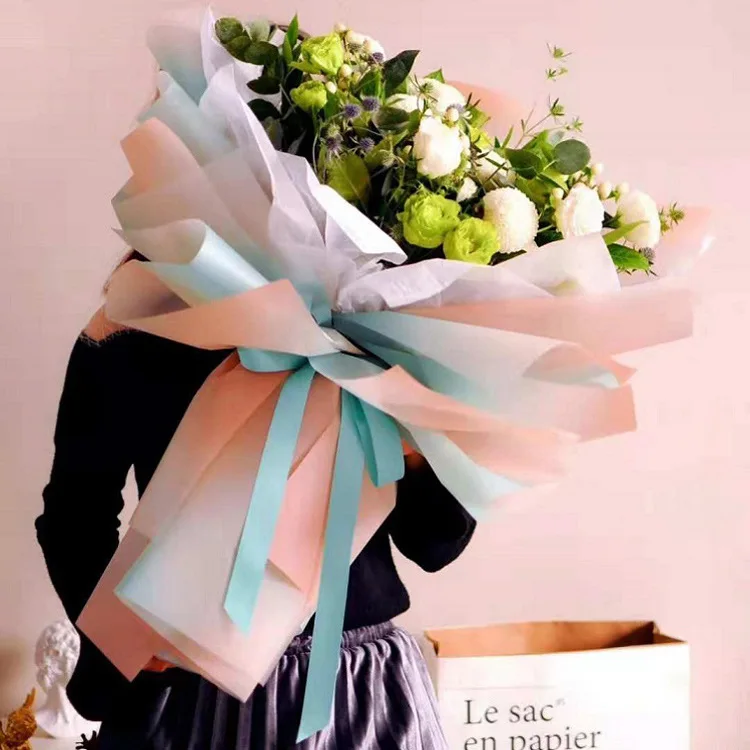 20 hojas/5 colores de papel de flores impermeable, papel de regalo floral  que no se decolora, papel de embalaje de regalo esmerilado para cumpleaños