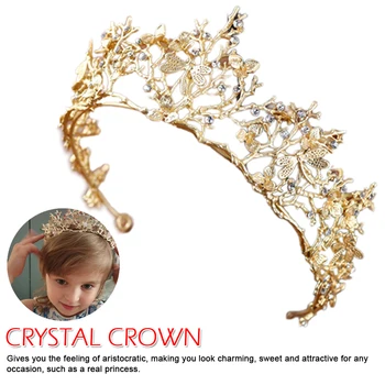 

New vintage gold tiara headband crown crystal pearl tiaras crowns hairband wedding hair jewelry bridal accessories