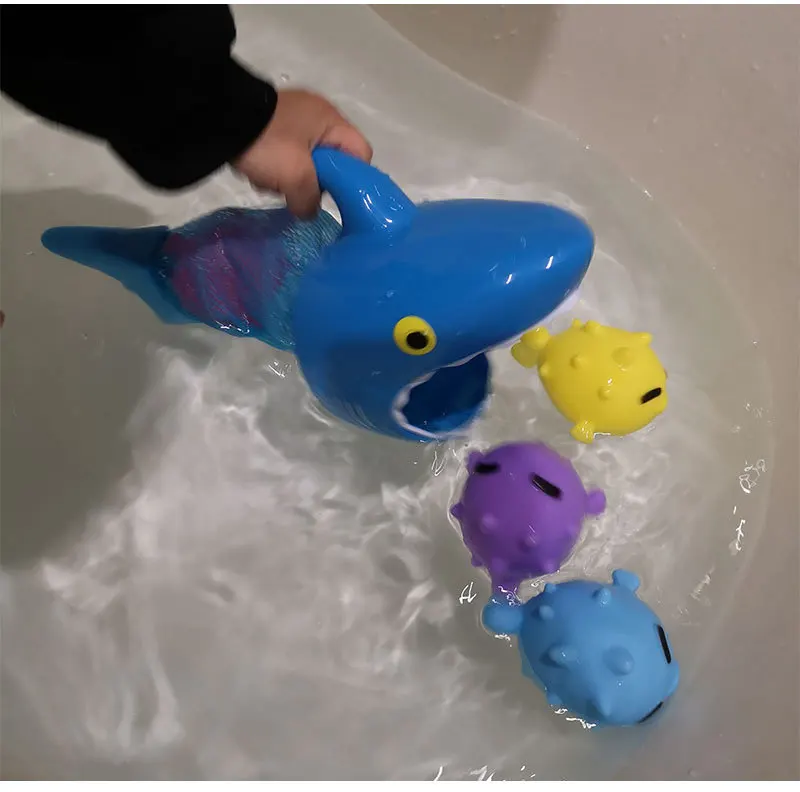 Детская игрушка для ванны, виниловая водная скакалка, ловля рыбы, игра с водной акулой, рыбалка, детская игрушка для купания для мальчиков и девочек