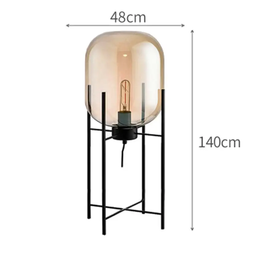 L Cognac color Скандинавский стеклянный светодиодный напольный светильник Vloerlamp, стоячий светильник s для гостиной, спальни, ресторана, торшер, Кухонные светильники - Цвет абажура: L Cognac color