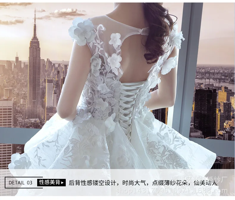 Vestidos de noiva, бальное платье принцессы с круглым вырезом, свадебное платье с кружевной аппликацией и длинным шлейфом, роскошное платье невесты, сексуальное платье с открытой спиной