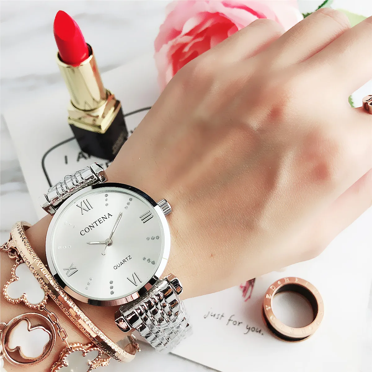 CONTENA новые кварцевые Saati Montre Femme Relojes Mujer Часы супер красивые женские модные Роскошные наручные часы - Цвет: CON2140CC7