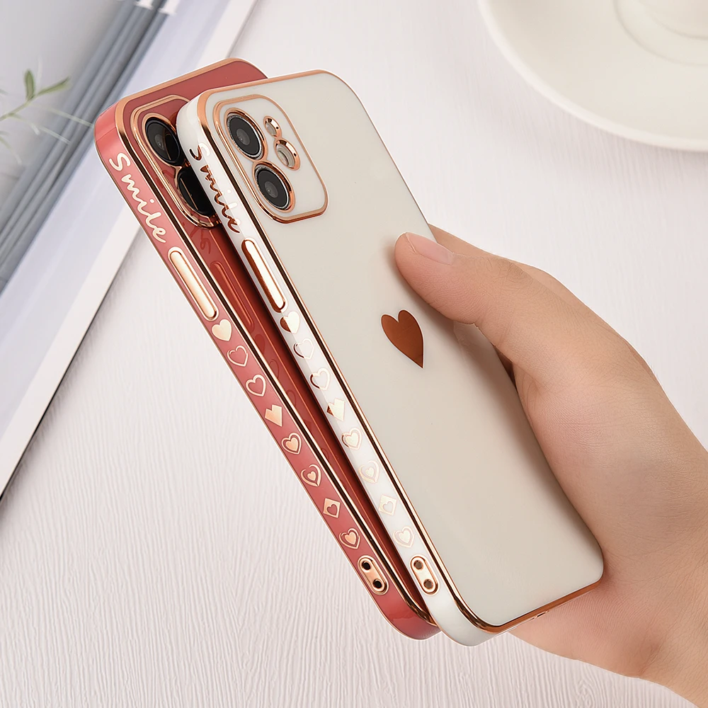 cell phone lanyard pouch Solid Plating Lens Protection Phone Case For iPhone 12 11 Pro Max X XR XS Max 7 8 6 6s Plus SE 3 2022 13 Pro Max Soft Cover Case waterproof phone bag