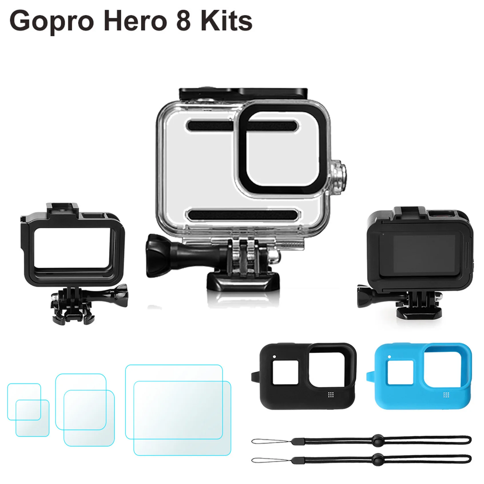 Набор аксессуаров для Gopro 8 Водонепроницаемый чехол защитная рамка для экрана Защитный чехол для GoPro Hero 8 черный набор аксессуаров