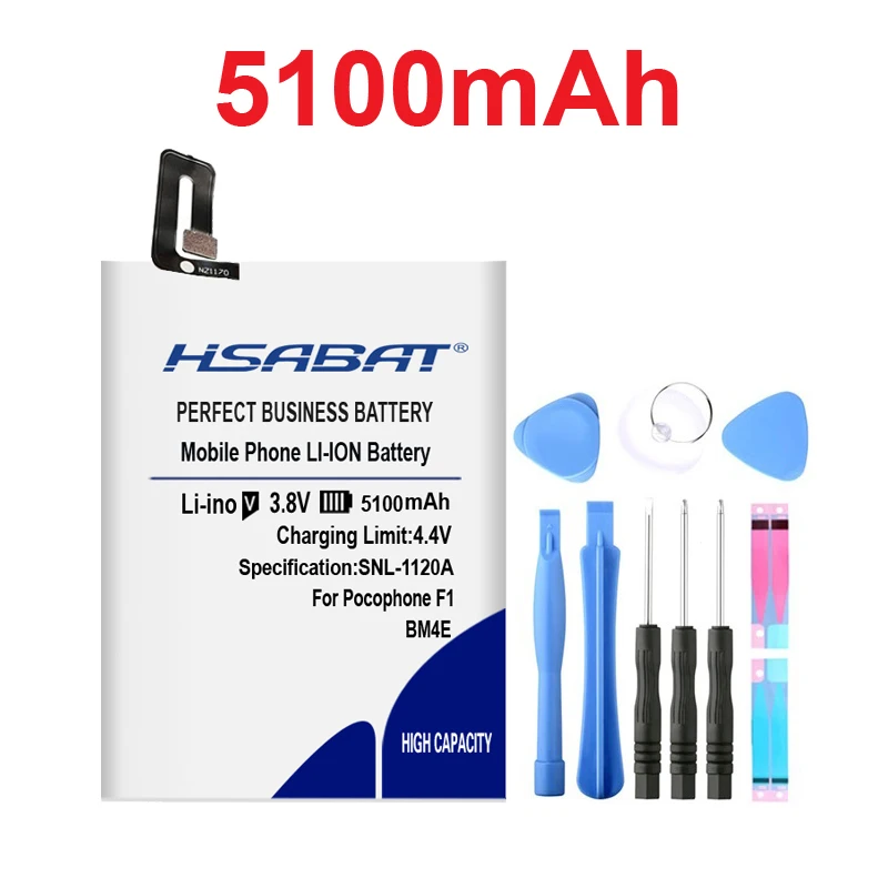 

HSABAT BM4E 5400mAh Replacement Batteries For Xiaomi MI Pocophone F1 Poco F1 Mobile Phone Battery+Quick Arrive free tools