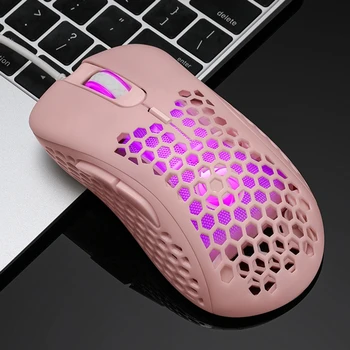 

Hollow Out Honeycomb Gaming Mouse Optical Sensor 6400 DPI Colorful RGB Backlit Light Wired Mice