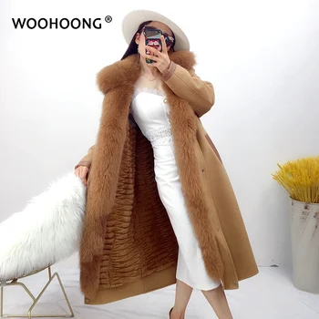 Online Neue Winter Produkte Echt Pelzmantel Woolen Mantel Fuchs Pelz Kragen Rex Kaninchen Pelz Liner Abnehmbare Zwei-stück Anzug Kaschmir Mantel