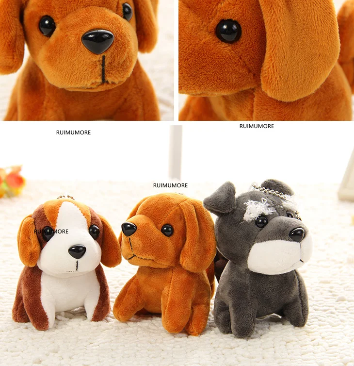 Качество 3 цвета-собаки плюшевые игрушки-10 см высота, детский подарок плюшевые игрушки собаки, брелок собаки плюшевые куклы