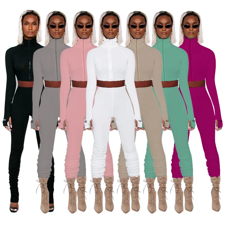 Женский комплект из двух предметов с высоким воротником и длинными рукавами