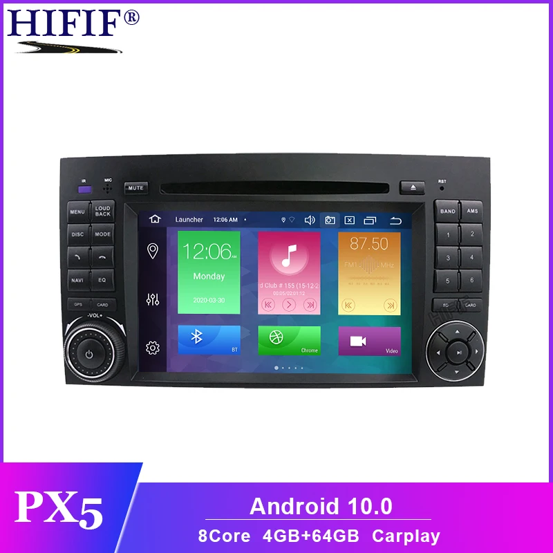 Автомобильный DVD-плеер PX5 4 Гб ОЗУ Восьмиядерный 1024*600 2 din Android 10 для Mercedes/benz B200 A160 Viano