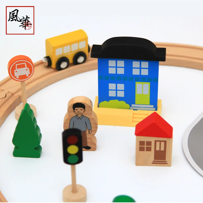 

Field Toy 8-Word Rail tuo ma si 50 Pieces Wooden Rail Car Small Train Educational Assembled Toys