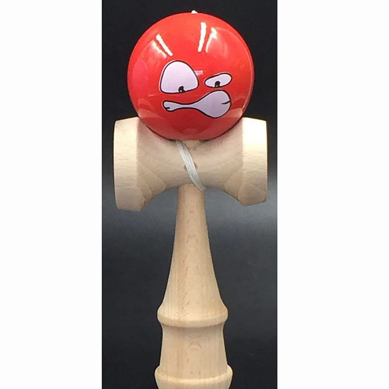 Most effective 18cm Spoof Funny Face Kendama Beech Wooden Juggling Skillful Balls Professional Outdoor Sports Toys