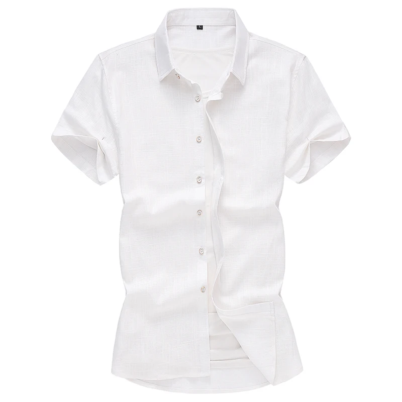 

Plus Size 5XL 6XL 7XL Men's Linen Shirt 2020 Summer New Solid Color Fashion Casual Short-sleeved Shirt Male Brand Clothes