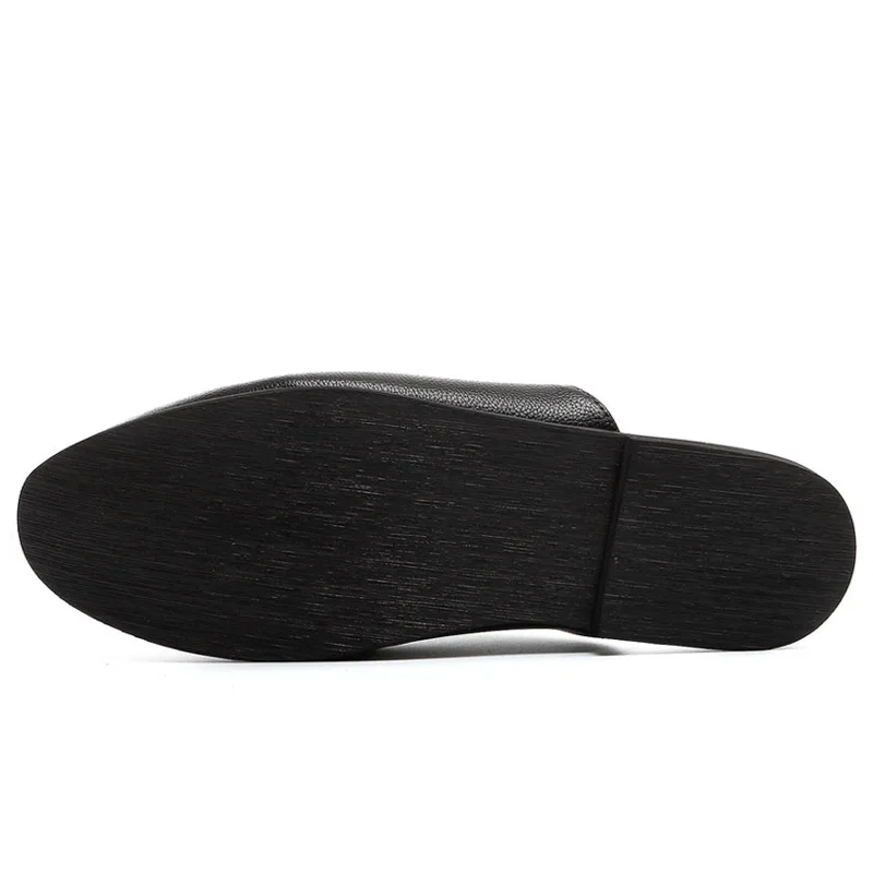 TOSJC Fashion Men Pu Leather Slippers Outdoor Half Loafers Lightweight Half Shoes Breathable Mules for Man Summer Casual Sandals