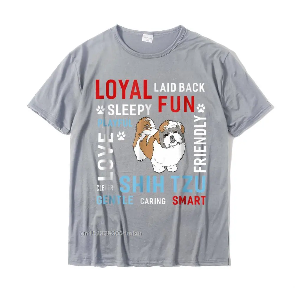100% Cotton Mens Short Sleeve Printed Tshirts Design T Shirt Coupons Custom Round Neck T-shirts Top Quality Love Gentle Smart Clever Shih Tzu Dog Women Men T-Shirt__5029 grey