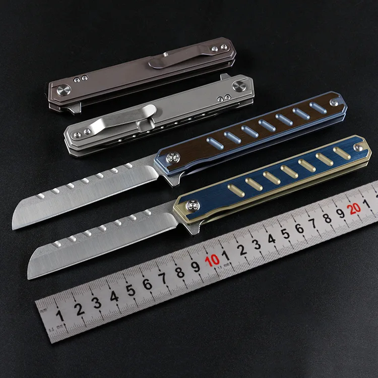 

Outdoor knife D2 steel titanium handle folding knife multifunctional camping survival folding knives sushi knife Bread Knives