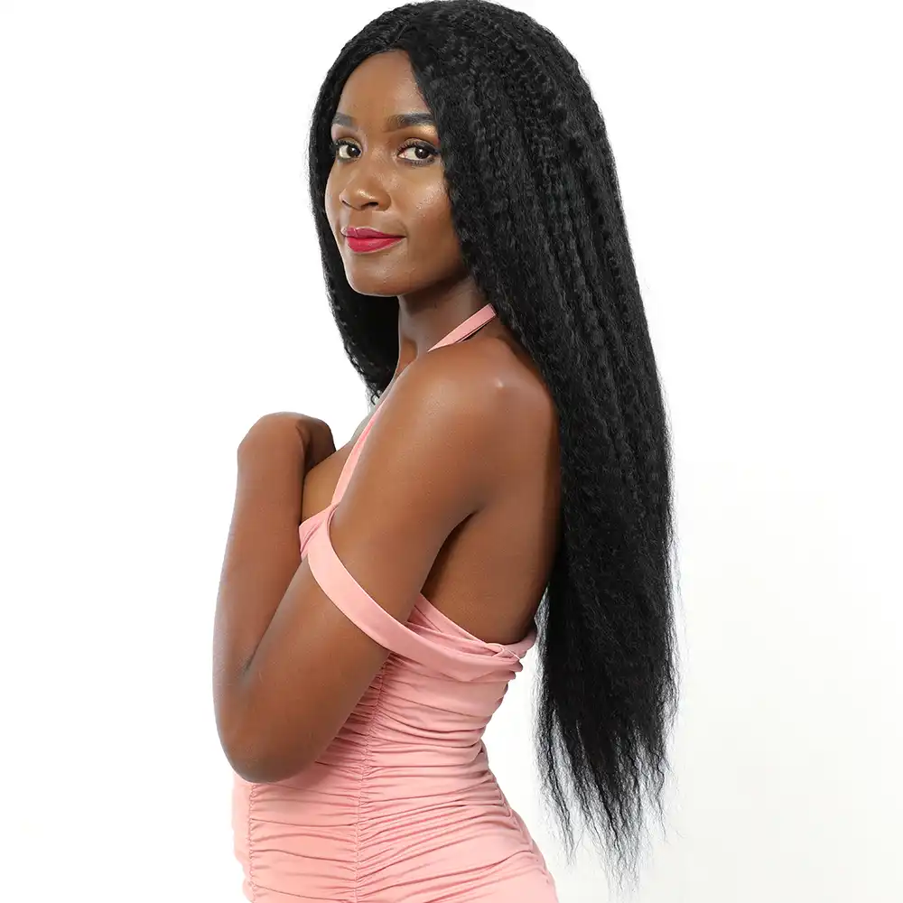 Naturalnyj Chernyj Cvet Sinteticheskie Volosy Na Kruzheve Pariki Afro Amerikanskaya Pricheska X Tress Dlinnyj Kudryavyj Pryamoj Kruzhevnoj Parik Srednyaya Chast Aliekspress
