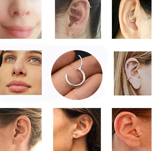 8mm Huggie Hoop Earrings for Women Men Earings Girls Circle Gold Color Cartilage Earring Loop Helix Conch Lobe Ear Nose 1 pcs - Image 5