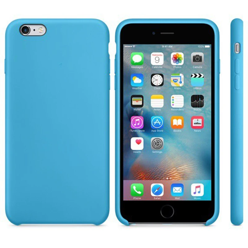 Роскошный официальный силиконовый чехол с логотипом для iPhone 6S 7 8Plus 5SE X, Жидкий чехол для Apple iPhone X XS, чехлы для MAX XR Capa - Цвет: Sky Blue