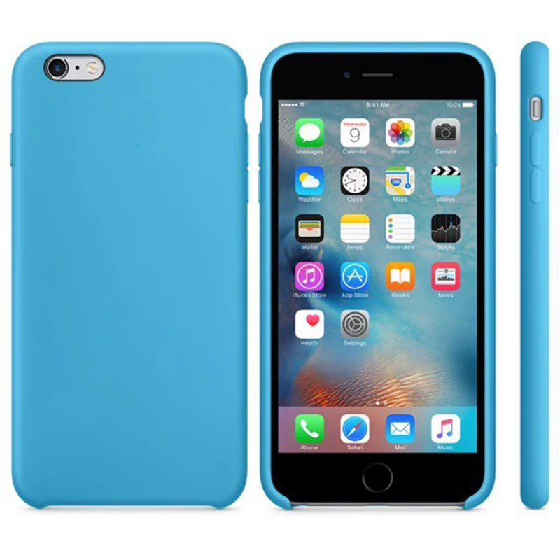 Sky Blue Роскошный официальный силиконовый чехол с логотипом для iPhone 6S 7 8Plus 5SE X, Жидкий чехол для Apple iPhone X XS, чехлы для MAX XR Capa - Цвет: Sky Blue