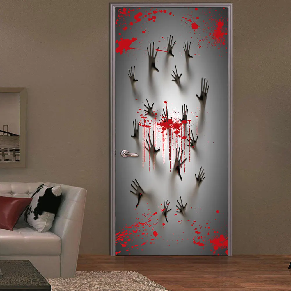 

Ghost Handprint Creative 3d Door Sticker Horror Sticker Halloween Bloody Home Decor Wall Sticker For Party Halloween