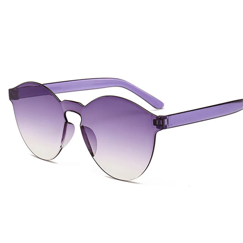 XojoX, цветные женские солнцезащитные очки, модные, роскошные, яркие цвета, без оправы, солнцезащитные очки для девушек, прозрачные линзы, очки, UV400 - Цвет линз: Серый
